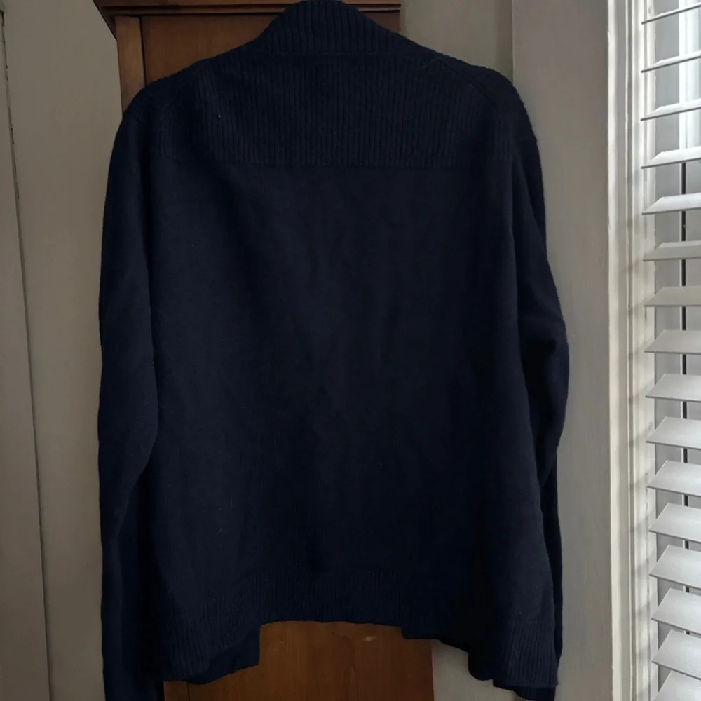 Peter Millar merino wool and linen blend cardigan navy blue
